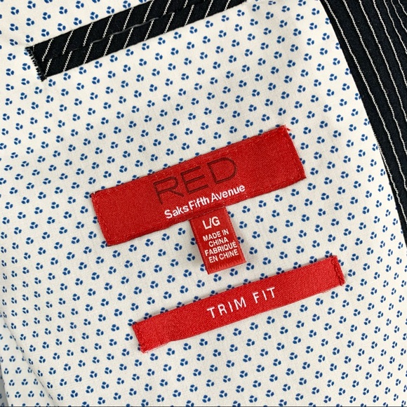 RED Saks Fifth Avenue Blue And White Striped Blazer/Sport Coat Trim Fit - Picture 3 of 7